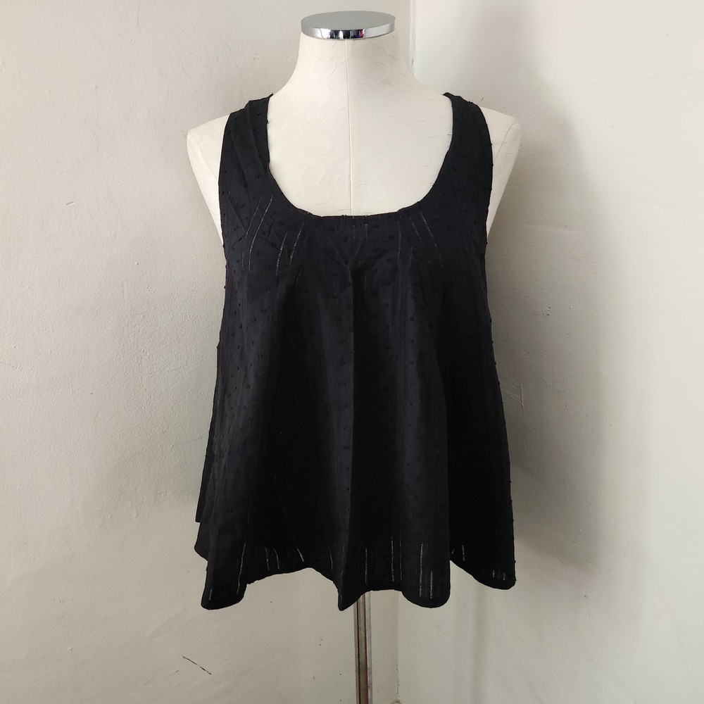Nu‎ New York Black Swiss Dot Bow Back Sleeveless Tank Top One Size